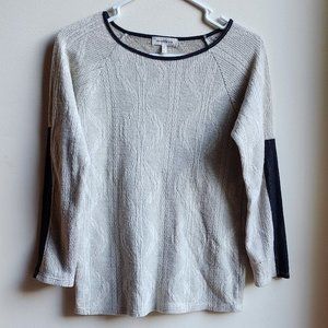 Monteau Light Gray/Black Scoop Neck Sweater Size Small